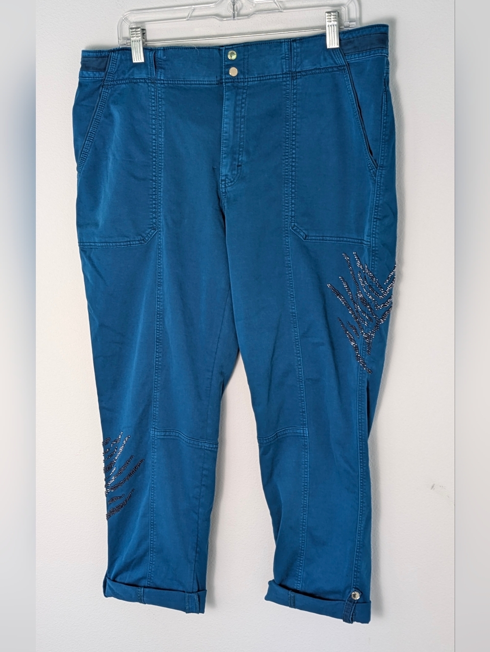 White House Black Market Cro Pants Womens Pret A Pedi Beaded Embroidered Sz 14 R
